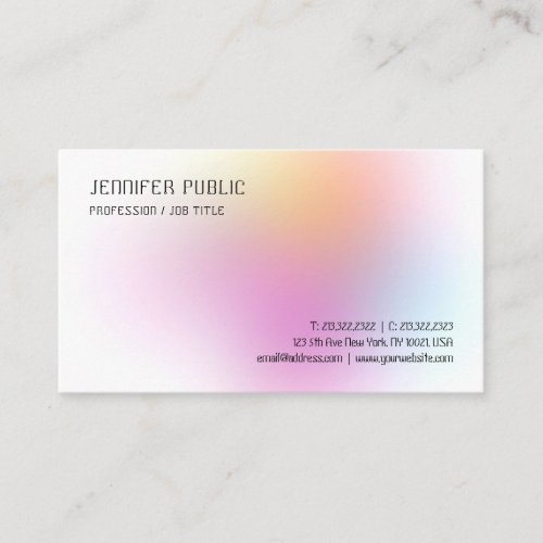Trendy Modern Colorful Professional Elegant Design Business Card