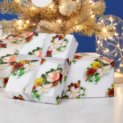 Trendy Modern Colorful Roses Flowers Gift Wrapping Paper