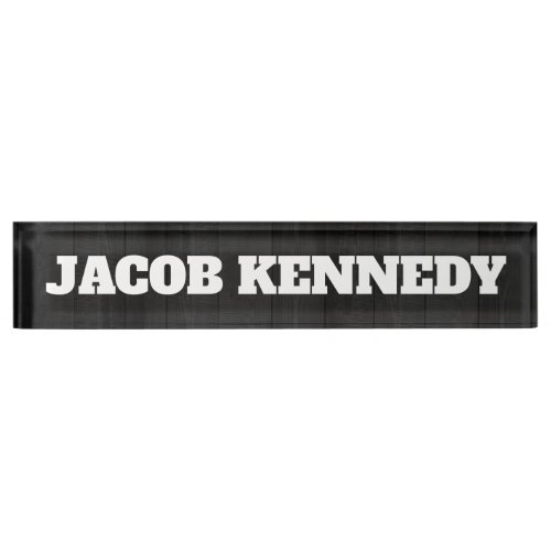 Trendy Modern Creative Bold Text Minimalist Grey Name Plate