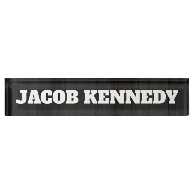 Trendy Modern Creative Bold Text Minimalist Grey Name Plate (Front)