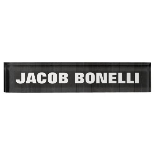 Trendy Modern Creative Bold Text Minimalist Grey Name Plate