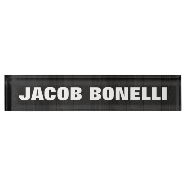 Trendy Modern Creative Bold Text Minimalist Grey Name Plate (Front)