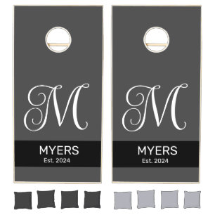 trendy MODERN CUSTOM FAMILY NAME Cornhole Set