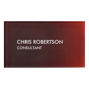 Trendy Modern Dark Red Name Tag