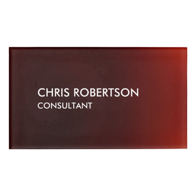 Trendy Modern Dark Red Name Tag (Front)