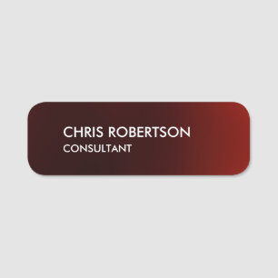 Trendy Modern Dark Red Name Tag