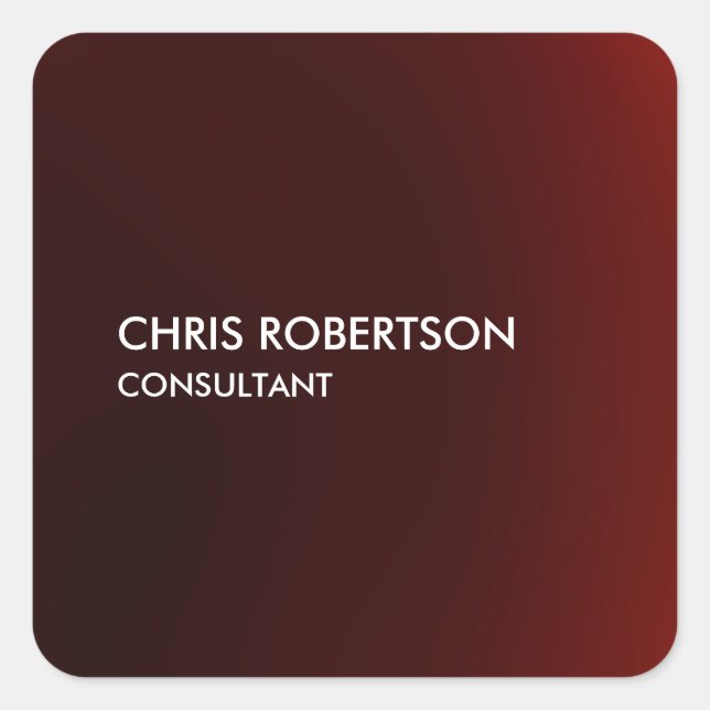 Trendy Modern Dark Red Square Sticker (Front)