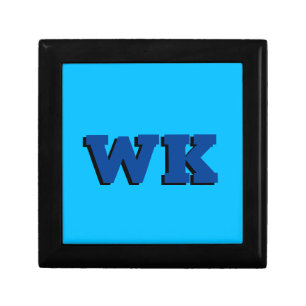 Trendy Modern Deep Blue 3D Monogram Cyan Blue Gift Box