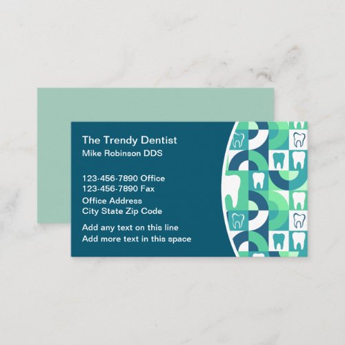 Trendy Modern Dentist Theme Business Cards