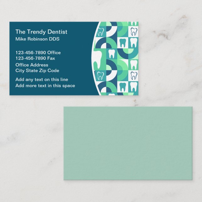Trendy Modern Dentist Theme Business Cards (Front/Back)