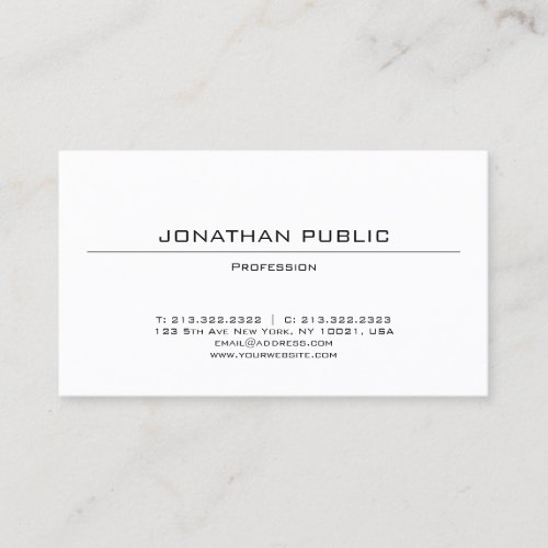 Trendy Modern Design Elegant Plain Minimalistic Business Card