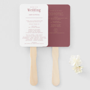 Trendy Modern Dusty Rose Pink Wedding Program Hand Fan