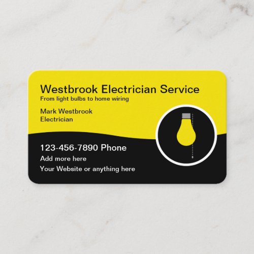 Trendy Modern Electrician Business Cards