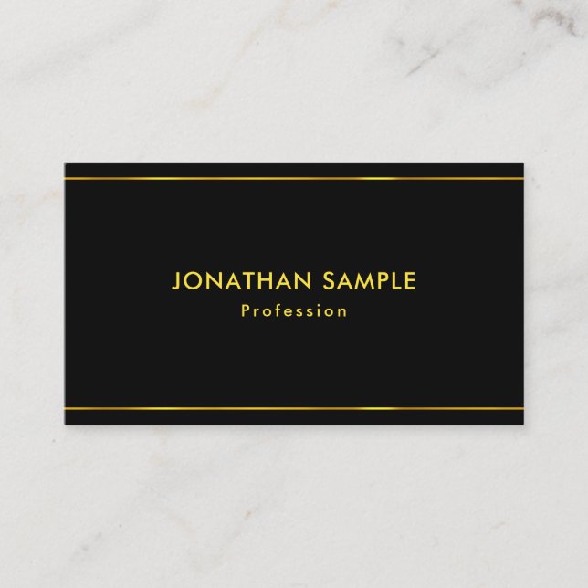 Trendy Modern Elegant Artistic Black Gold Plain Business Card (Front)