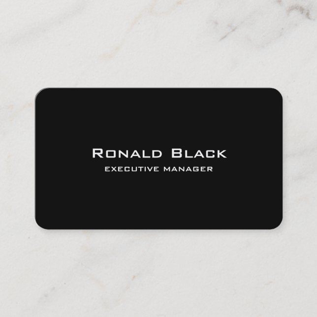 Trendy Modern Elegant Black Executive Manager Business Card (Front)