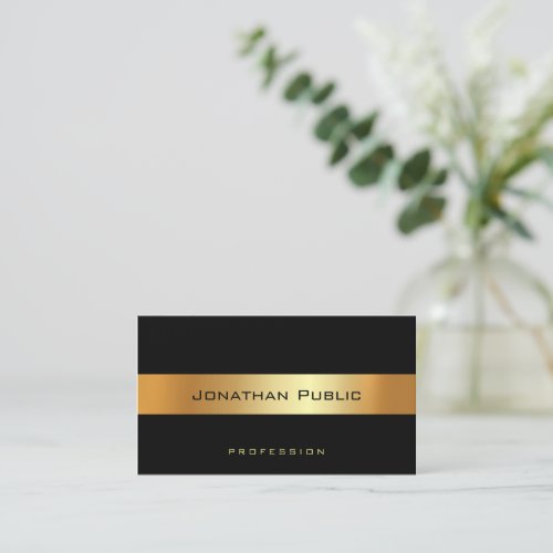 Trendy Modern Elegant Black Gold Professional Business Card
