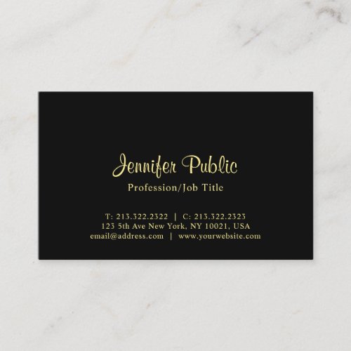 Trendy Modern Elegant Black Professional Design Business Card