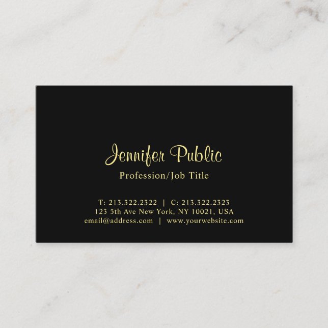 Trendy Modern Elegant Black Professional Design Business Card (Front)