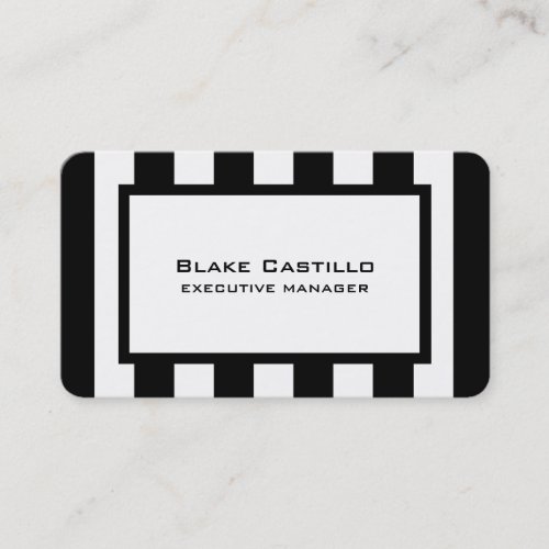 Trendy Modern Elegant Black White Striped Business Card