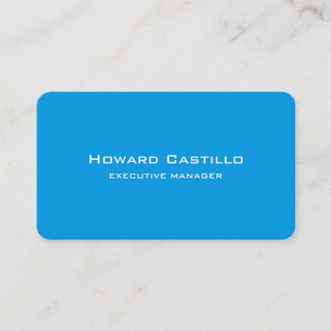Trendy Modern Elegant Blue White Manager Business Card (Front)