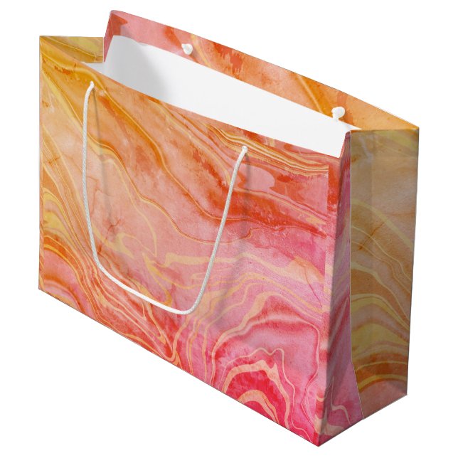 Trendy Modern Elegant Chic Marble Large Gift Bag (Front Angled)