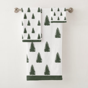 Trendy Modern Elegant Christmas Tree Pattern Bath Towel Set