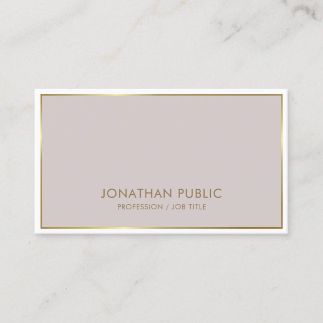 Trendy Modern Elegant Color Gold Plain Luxury Business Card (Front)
