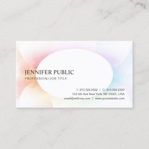 Trendy Modern Elegant Colorful Simple Template Business Card