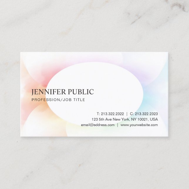 Trendy Modern Elegant Colorful Simple Template Business Card (Front)