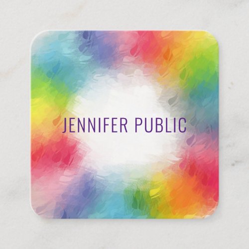 Trendy Modern Elegant Colorful Template Square Business Card