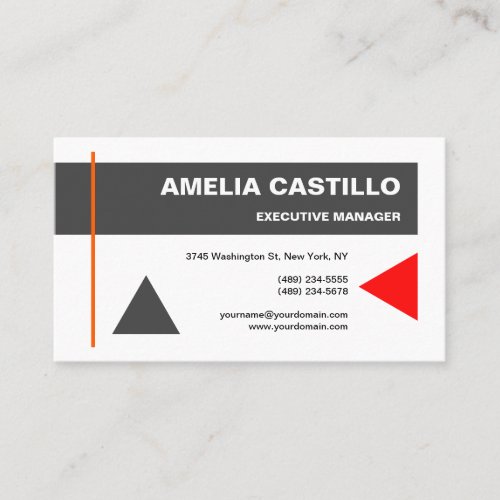 Trendy Modern Elegant Contemporary Gray Red White Business Card