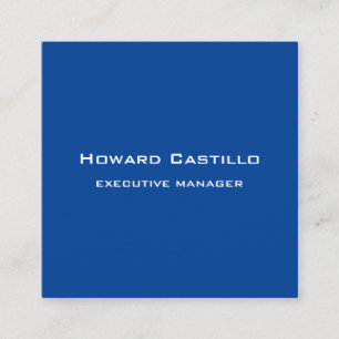 Trendy Modern Elegant Deep Blue White Manager Square Business Card