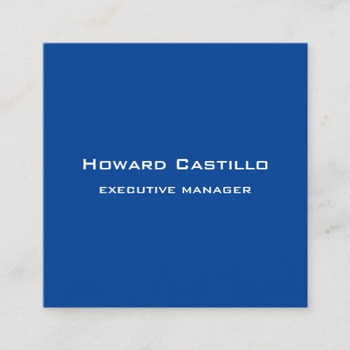 Trendy Modern Elegant Deep Blue White Manager Square Business Card