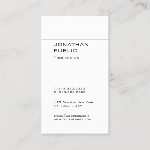 Trendy Modern Elegant Design Minimalist Plain Business Card
