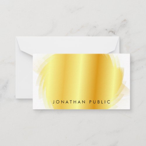 Trendy Modern Elegant Faux Gold Typed Monogram Note Card