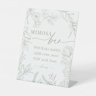 Trendy Modern Elegant Floral Bridal Shower Bar Pedestal Sign