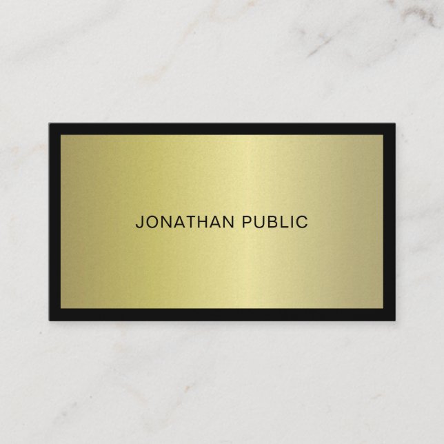 Trendy Modern Elegant Glamorous Gold Plain Luxury Business Card (Front)