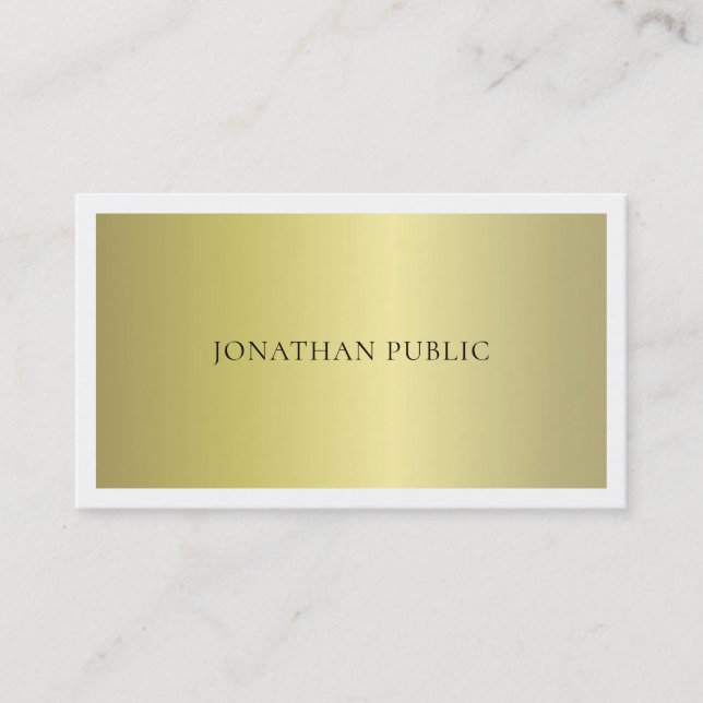 Trendy Modern Elegant Glamorous Gold Plain Luxury Business Card (Front)