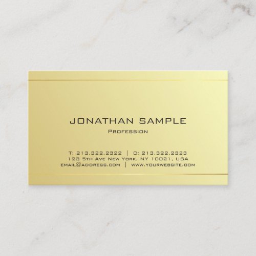 Trendy Modern Elegant Gold Look Minimalist Luxury Business Card