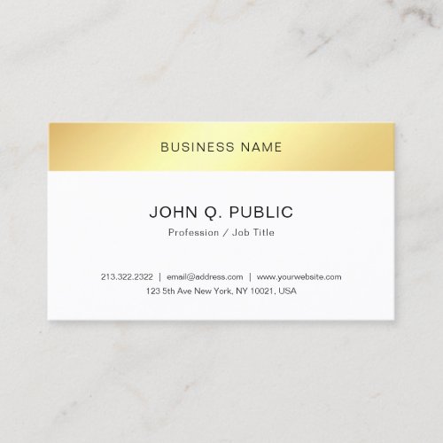 Trendy Modern Elegant Gold Look Simple Template Business Card