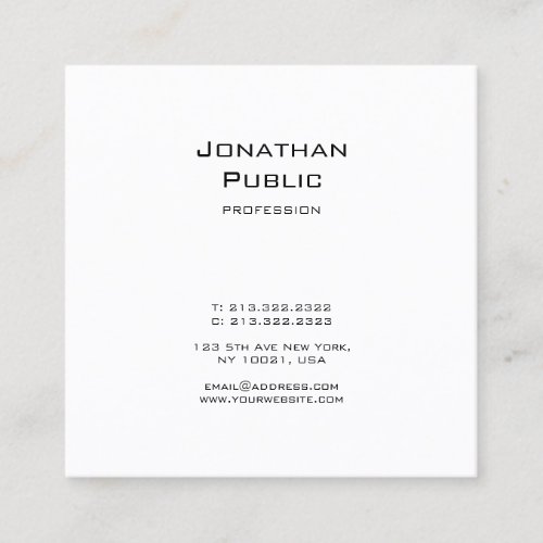 Trendy Modern Elegant Graphic Design Sleek Plain Square Business Card