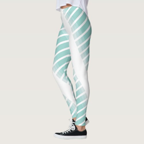 Trendy Modern Elegant Green White Chic Template Leggings