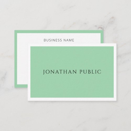 Trendy Modern Elegant Green White Simple Template Business Card