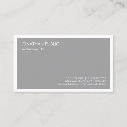 Trendy Modern Elegant Grey Minimalist Template Business Card