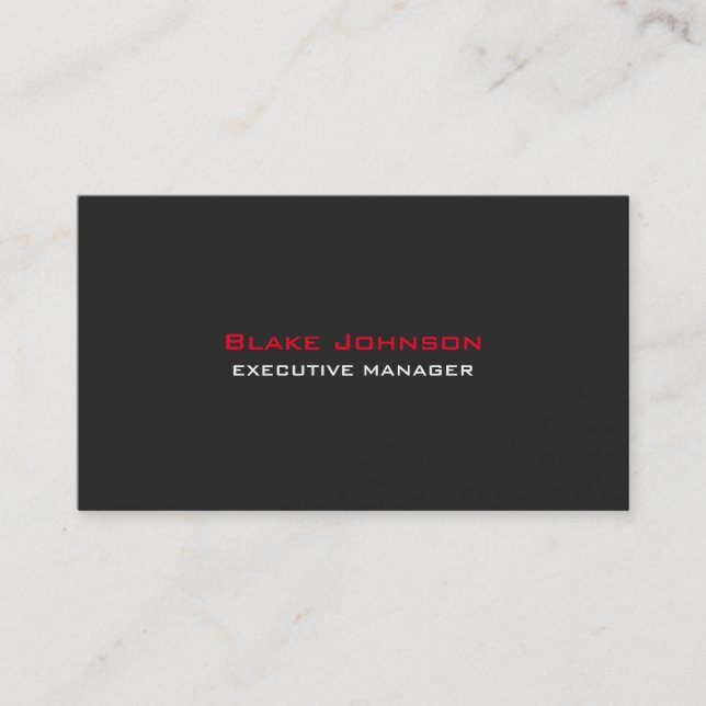 Trendy Modern Elegant  Grey Red Business Card (Front)