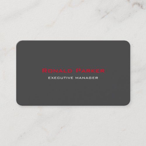 Trendy Modern Elegant Grey Red Manager Business Card