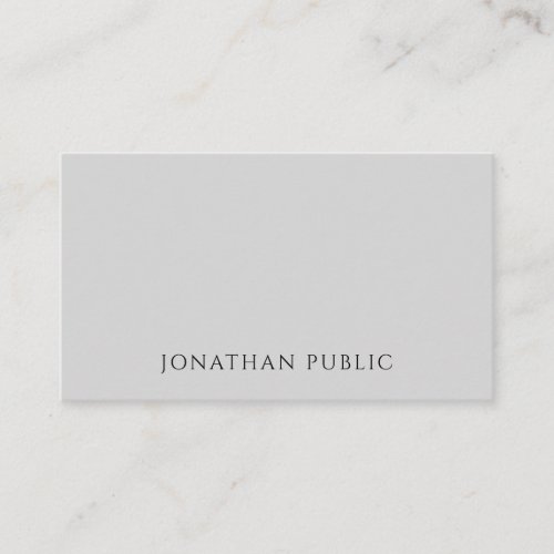 Trendy Modern Elegant Grey White Professional Top Business Card