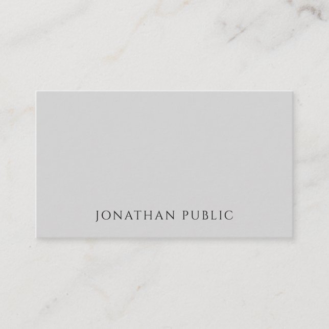 Trendy Modern Elegant Grey White Professional Top Business Card (Front)