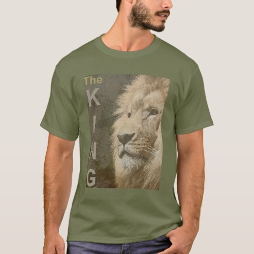 Trendy Modern Elegant Lion Mens Fatigue Green T_Shirt