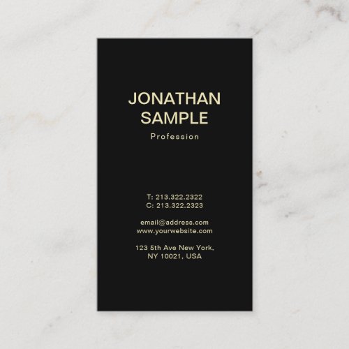 Trendy Modern Elegant Luxury Black Gold Plain Chic Business Card